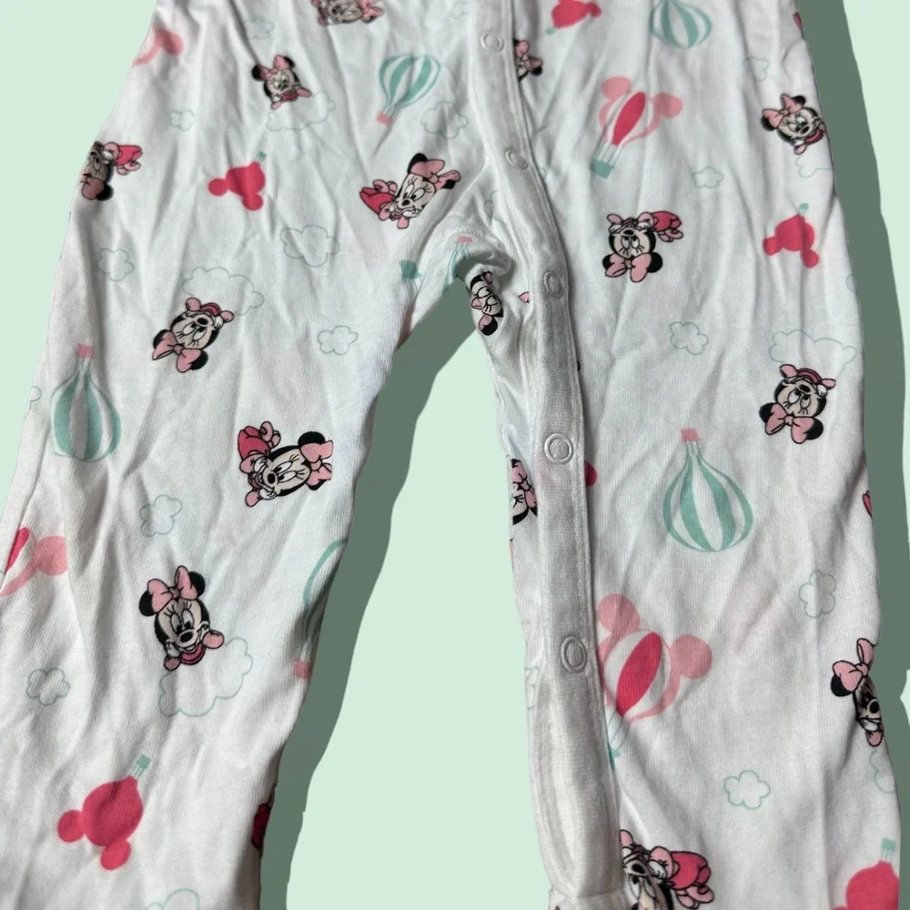 Baby H&M Disney White Baby Minnie Mouse Hot Air Balloon Button Front Pajamas